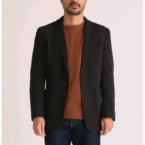 Quince Organic Cotton Pique Knit Blazer Mens Large Black Sport Jacket NWT
